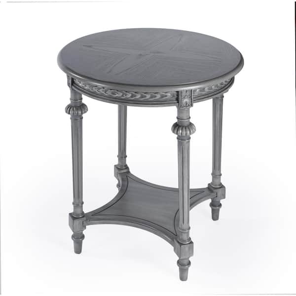 Butler Specialty Company Hellinger 24 in. W Gray Round Wood End Table with Lower Shelf