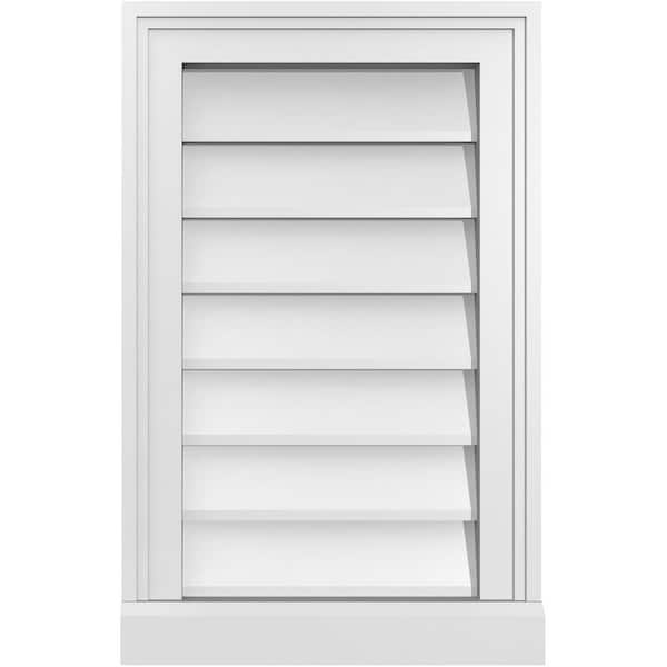 Ekena Millwork 14" x 22" Rectangular White PVC Paintable Gable Louver Vent Non-Functional