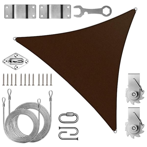 Unbranded Pro Ring 22 ft. x 22 ft. x 22 ft. Triangle Sun Shade Sail with Hardware TAWAL-Brown
