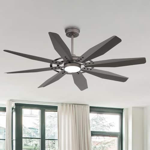 72 in. (6 ft.) 8 Blades Charcoal Gray Indoor LED Ceiling Fan with Remote control Ceiling Fans