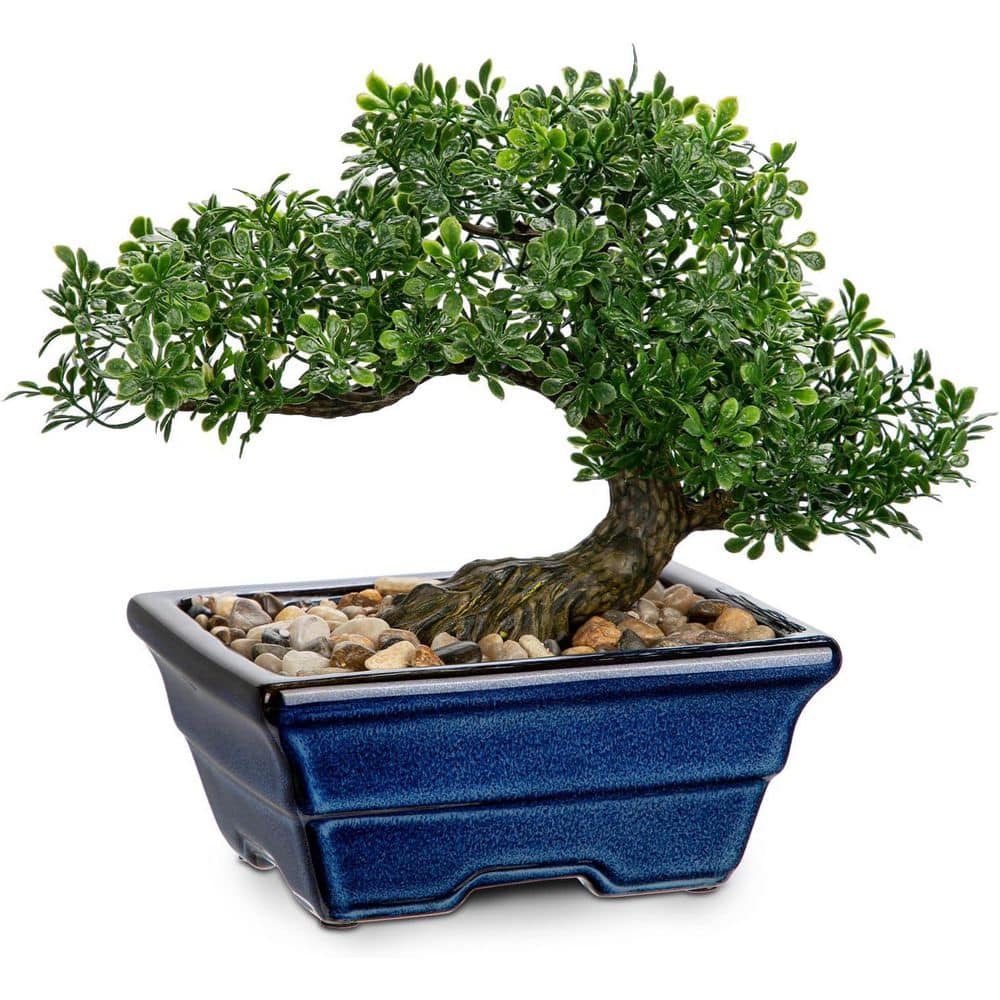 Artificial 9 ft. Bonsai Tree Indoor Artificial Plant Tree in Blue
