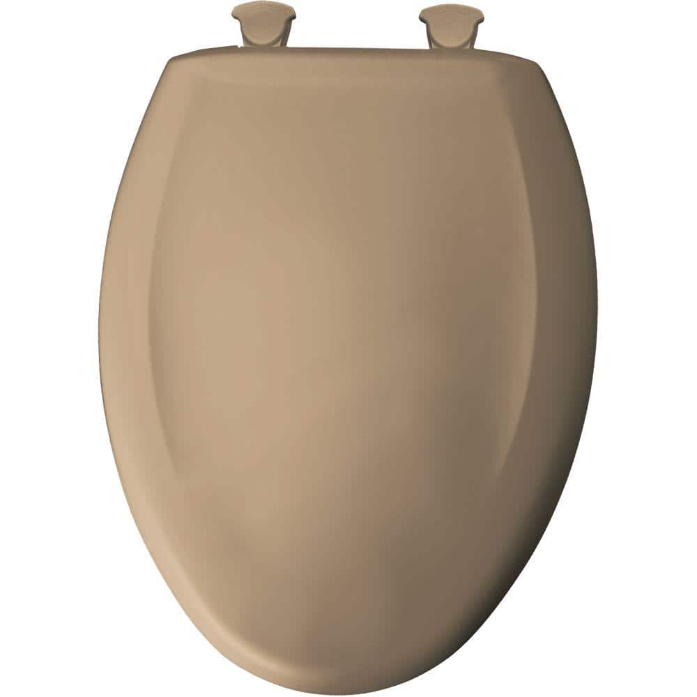 Sand Elongated Plastic Toilet Seat with Whisper-Close Lid