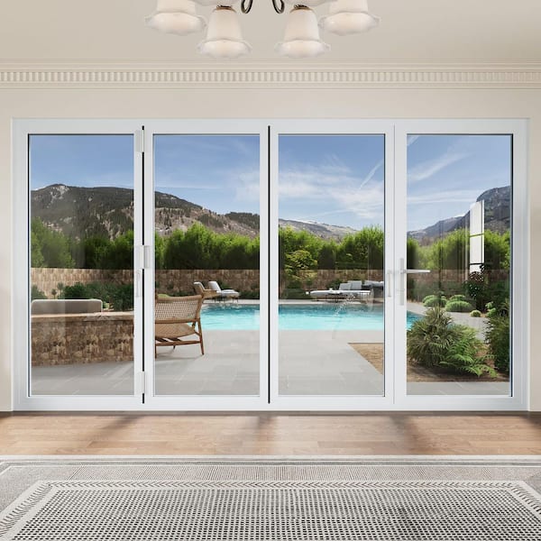 ARK DESIGN 144 in. x 80 in. Right Swing Tempered Glass White