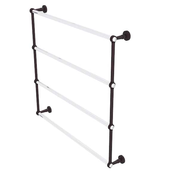 Allied Brass Pacific Beach 4-Tier 36 in. Ladder Towel Bar with Groovy Accents in Antique Bronze