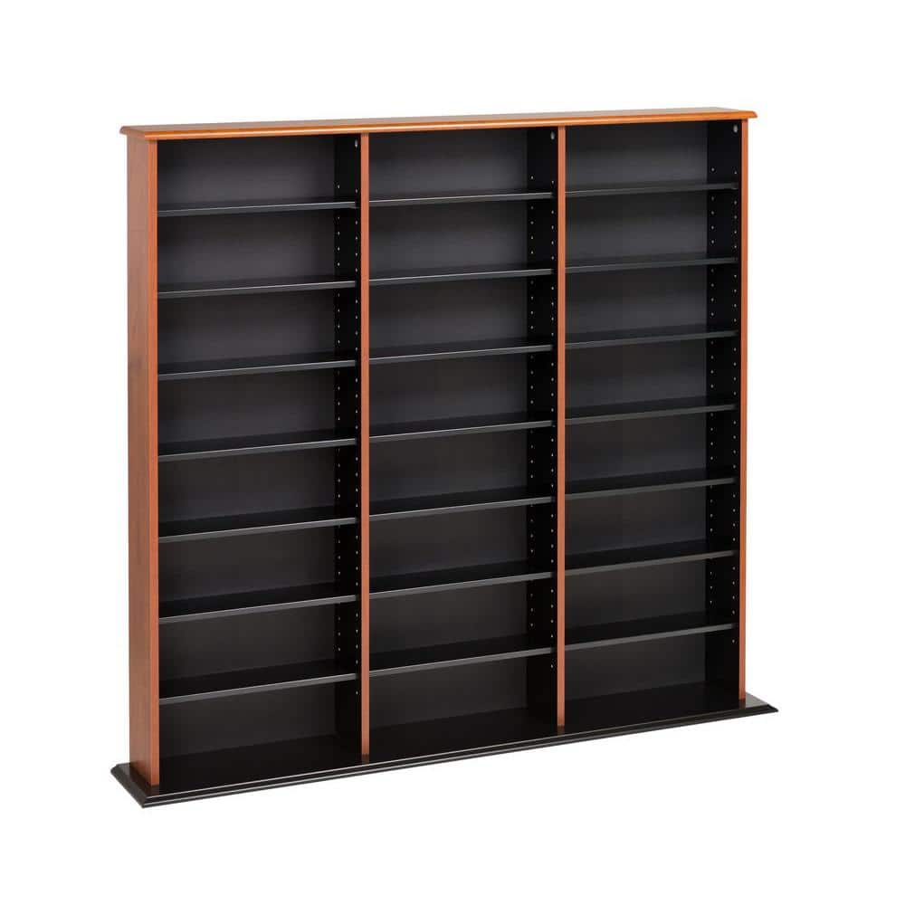 Cherry and Black Triple Width Media Storage Tower