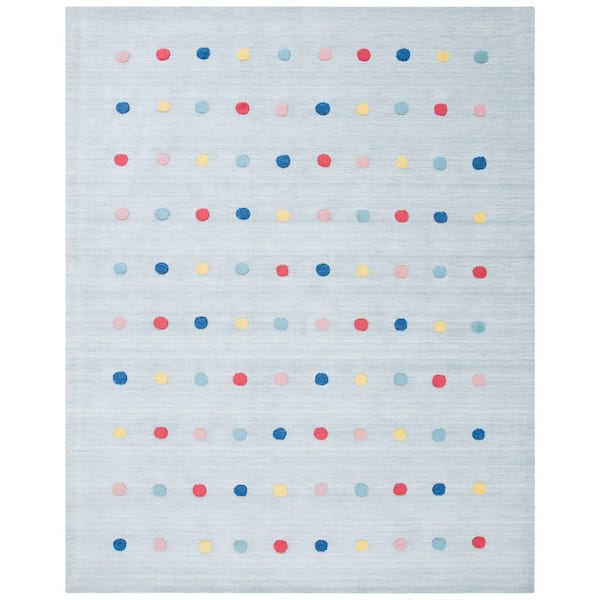 Kids 8 ft. x 10 ft. Gray Polka-Dot Area Rug