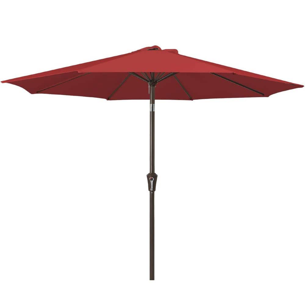 9 ft. Iron Outdoor Patio Umbrella Outdoor Table Umbrella with Push Button Tilt and Crank for Garden, Deck, Pool in Red price history on PriceWatchPro