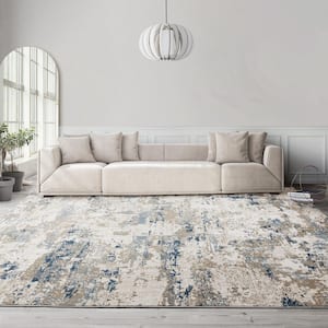 Ethan Tiges Beige 6 ft. x 9 ft. Abstract Indoor Area Rug
