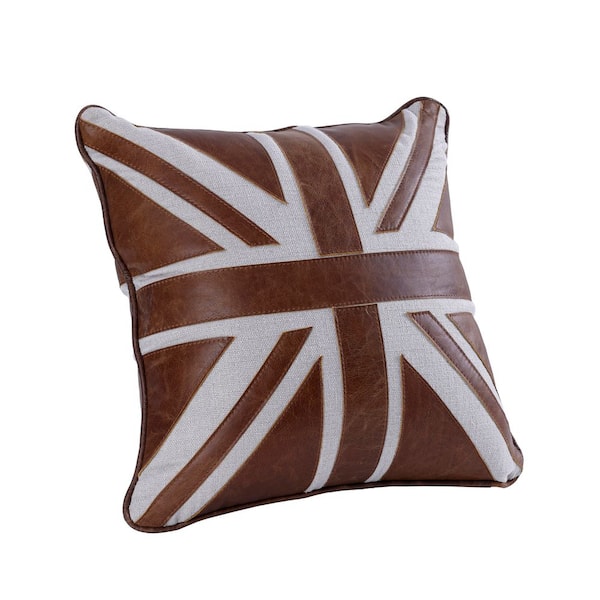 Silas Brown Leather Solid Poly Fiber 20 in. x 20 in. Throw Pillow (Set of 2)
