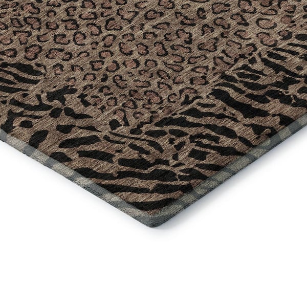 Mayfield Premium Machine Washable Abstract AMF1230 Brown 2 ft. 3 in. x 7 ft. 6 in. Runner Rug