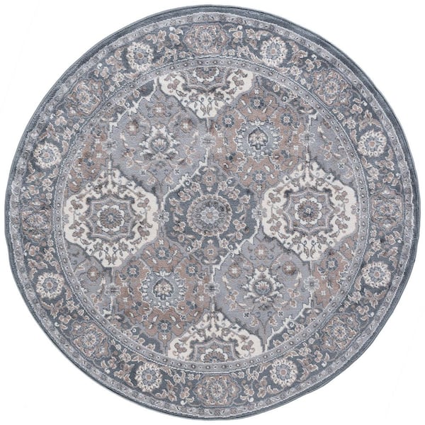Tayse Rugs Madison Oriental Gray 8 ft. Round Indoor Area Rug