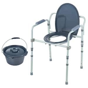 Commode Chair, Bedside Commode with Wider Toilet Seat, 7-Level Adjustable Height 5.8L Removable Bucket, Easy to Assemble