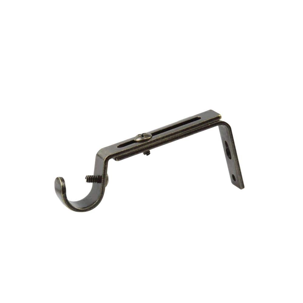 Adjustable Gold Metal Single Curtain Rod Bracket Set