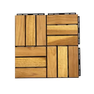 1 ft. x 1 ft. Solid Teak Wood Interlocking Flooring Waterproof Deck Tile in Natural (Pack of 10)