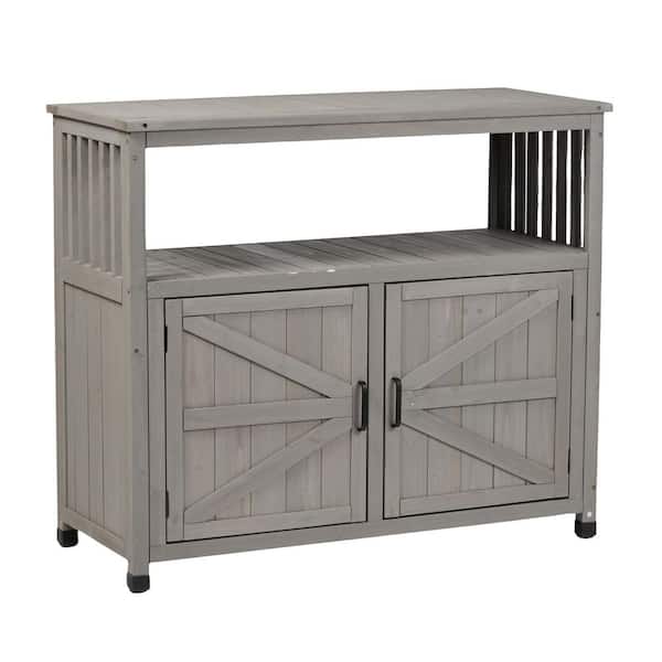 42 in. W x 18 in. D x 37 in. H Wood Patio Bar Table Storage, Buffet Cabinet Sideboard Outdoor Storage Cabinet
