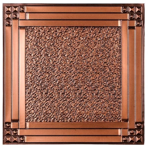 uDecor Genoa 2 ft. x 2 ft. Lay-in or Glue-up Ceiling Tile in Antique Copper (40 sq. ft. / case)