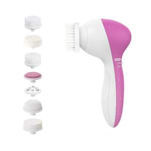 7in1 Electric Facial Cleansing Brush Silicone Face Scrubber Waterproof in White