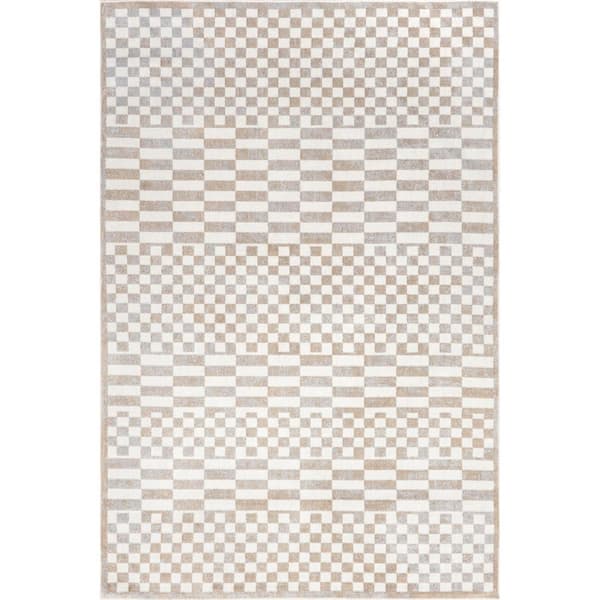 Nikita Machine Washable Beige 5 ft. x 8 ft. Vintage Area Rug