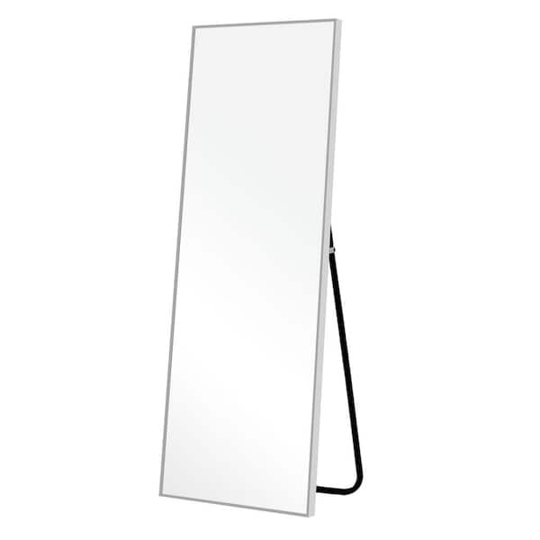 65 in. x 22 in. Classic Rectangle Aluminum Alloy Silver Framed Full-Length Mirror Floor Mirror