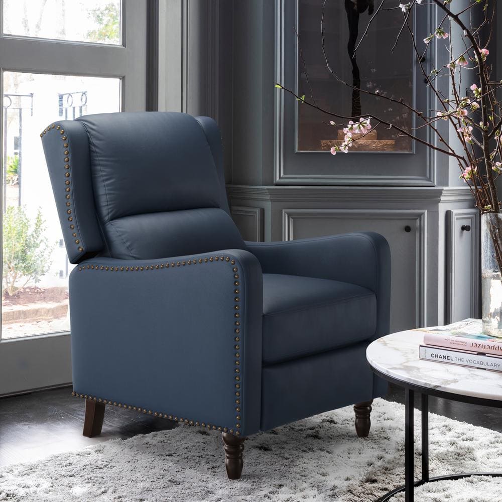 LUE BONA 26 in. W Navy Living Room Chairs Recliner Armchair with ...