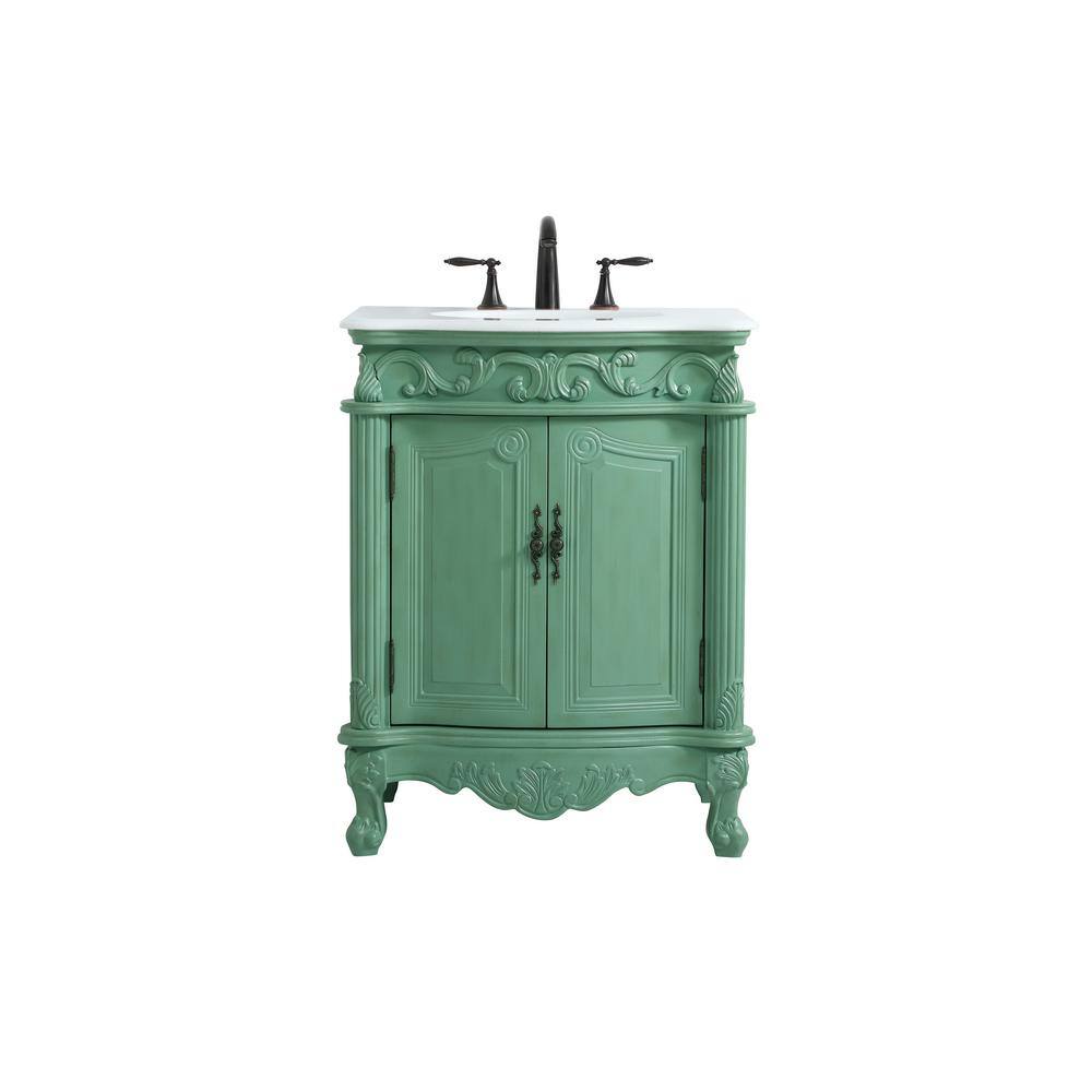 Simply Living 27 in. W x 21 in. D x 35 in. H Bath Vanity in Vintage Mint wi