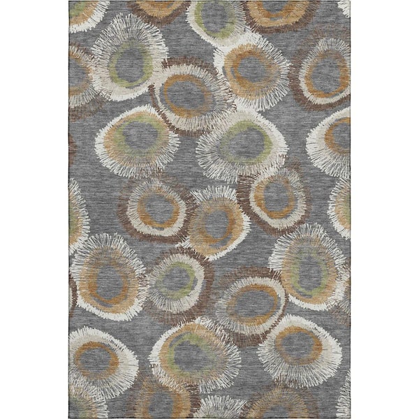 Mayfield Premium Machine Washable Abstract AMF2278 Gray 5 ft. x 7 ft. 6 in. Area Rug