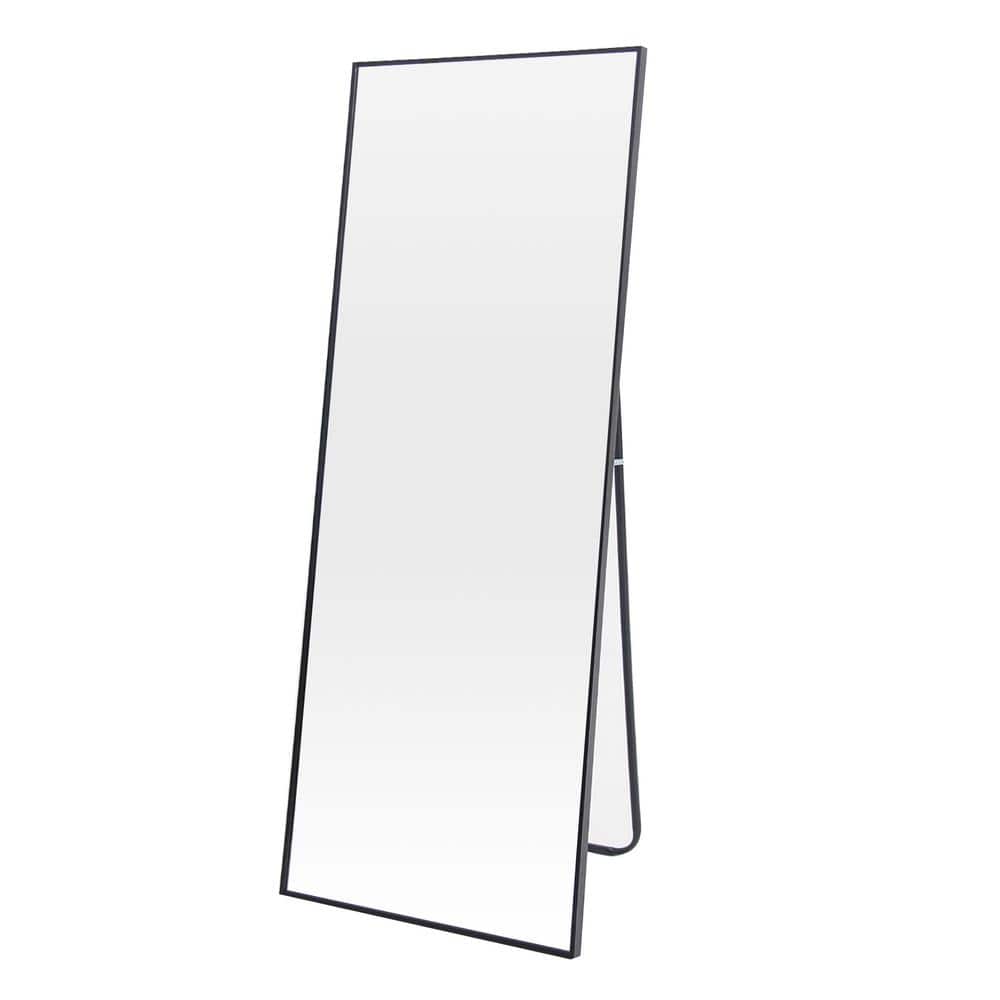 32 in. W x 70.8 in. H Black Rectangle Full Length Mirror, Aluminum Alloy Fr