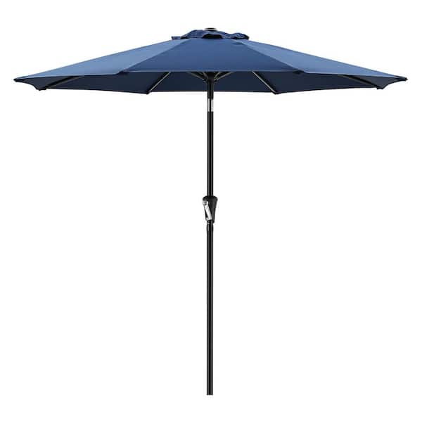 Unbranded 7.5 ft Outdoor Market Patio Umbrella with Manual Tilt, Easy Crank Lift in Navy Blue