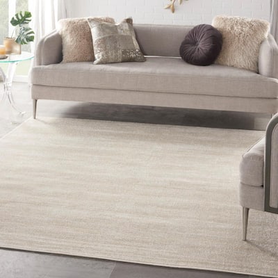 Essentials Ivory Beige 7 ft. x 7 ft. Solid Contemporary Indoor/Outdoor Square Area Rug