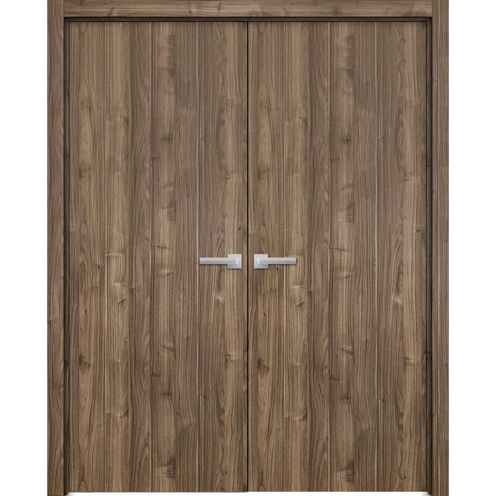 36 in. x 80 in. 2 Panel Walnut Finished Solid Wood with Honeycomb Sliding Door with Hardware price history on PriceWatchPro