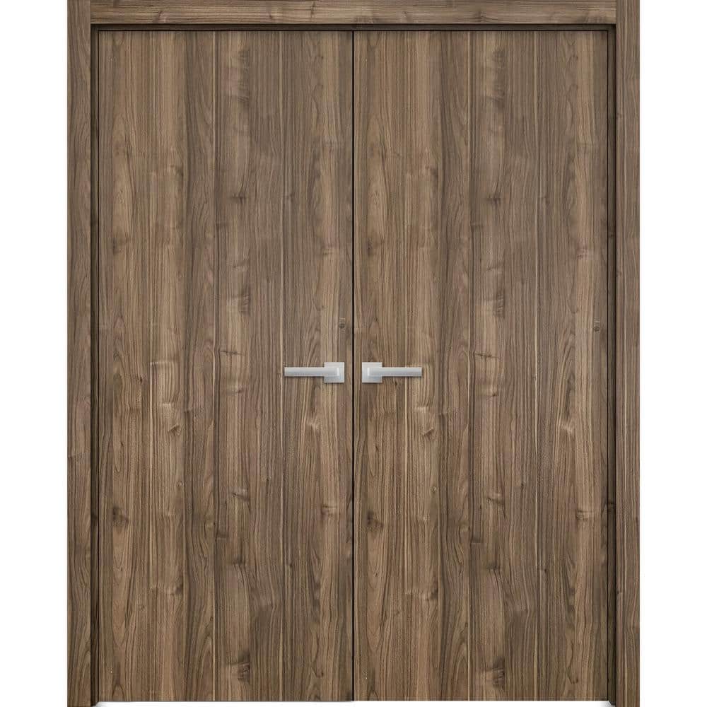 84 in. x 80 in. 2 Panel Walnut Finished Solid Wood with Honeycomb Sliding Door with Hardware price history on PriceWatchPro
