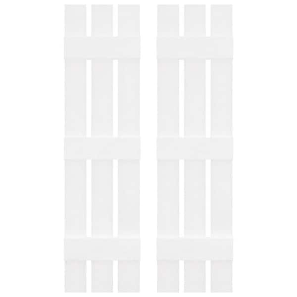 Builders Edge 12 in. W x 63 in. H Vinyl Exterior Spaced Board and Batten Shutters Pair in Bright White