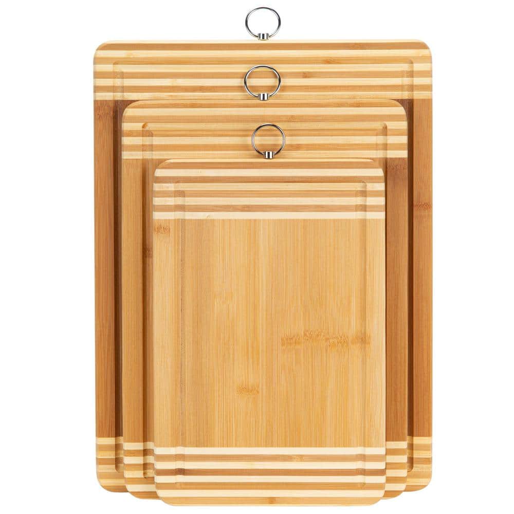 Large Rectangular Bamboo Cutting Board with Drip Edge