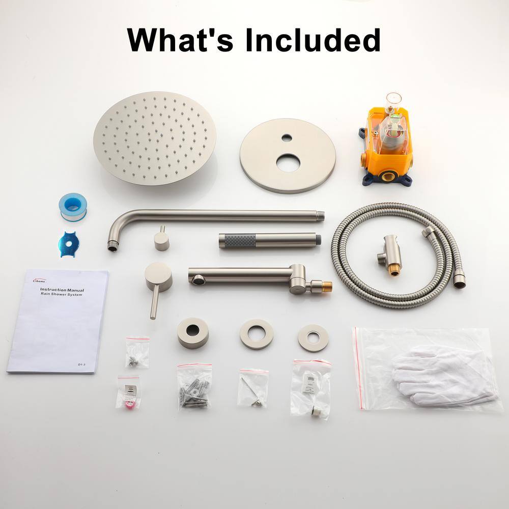 Brushed Nickel Dual Shower System with Handheld and Rain Shower Head