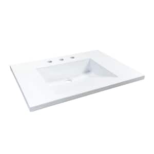 31 in. W x 22 in. D Concrete Single Basin Vanity Top in Slate White with Slate White Rectangle Basin