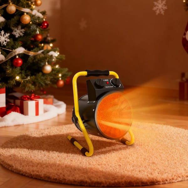 Greenhouse Heater 1500 W 13.4 in. Electric Indoor Ceramic Fan Space Heater Radiant with Overheat Protection, Black