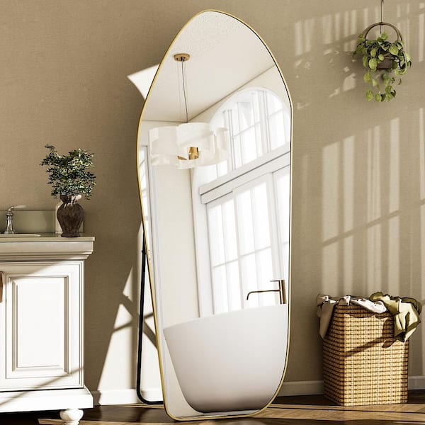 Gold 24 in. W x 67 in. H Irregular Modern Aluminum Alloy Framed Full Length Mirror Floor Mirror