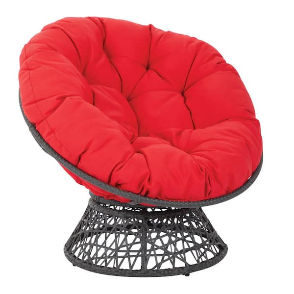 OS Home and Office Furniture Papasan Series Red Upholstered Swivel Papasan Chair (Set of 1)