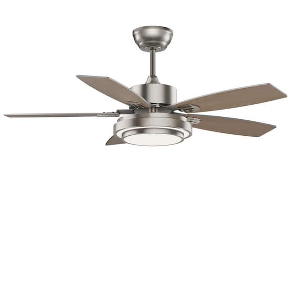 42 in. Indoor Nickel Downrod Mount Ceiling Fan with Integrated LED with Remote Control Included