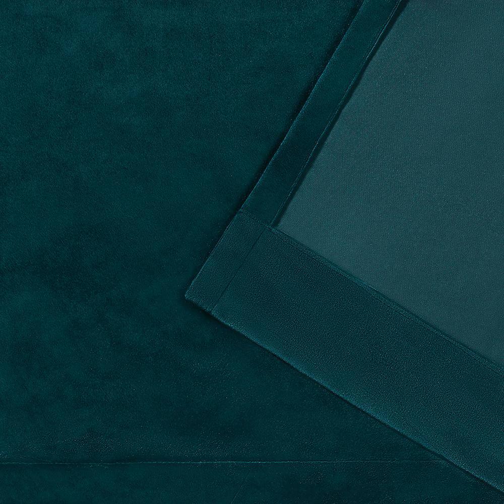 Teal Velvet Light-Filtering Grommet Top Curtain Panels