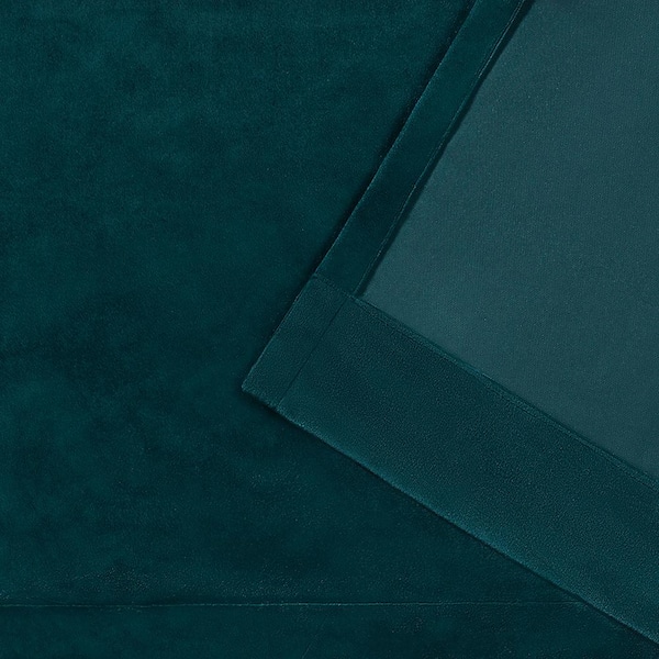 Velvet Teal Solid Light Filtering Grommet Top Curtain, 54 in. W x 108 in. L (Set of 2)