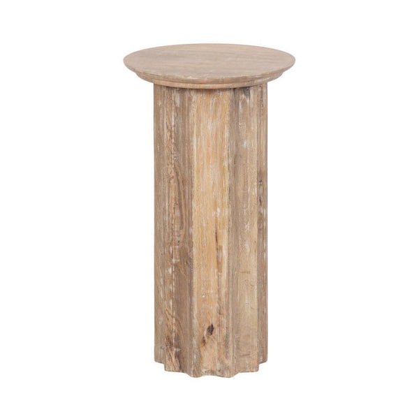 Gierson 12 in. Natural Round Solid Wood End Table