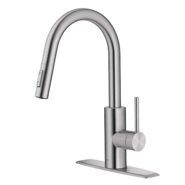 KRAUS Oletto Pull-Down Single Handle Kitchen Faucet in Spot Free Stainless Steel