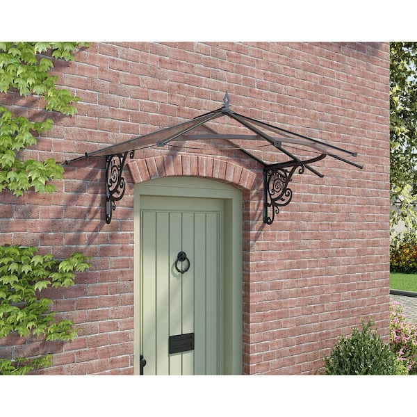 Lily 4 ft. x 6 ft. Black/Clear Door and Window Fixed Awning