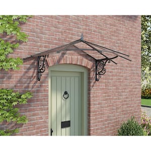 Lily 4 ft. x 6 ft. Black/Clear Door and Window Fixed Awning