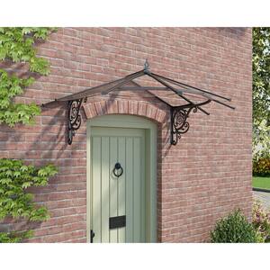 Lily 4 ft. x 6 ft. Black/Clear Door and Window Fixed Awning
