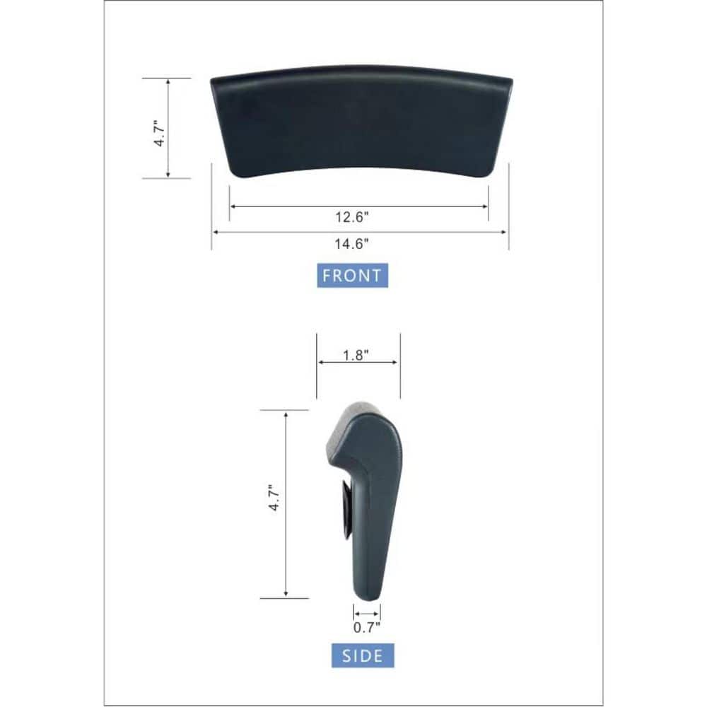 Dark Grey Ergonomic Hard Bath Pillow with Suction Cups