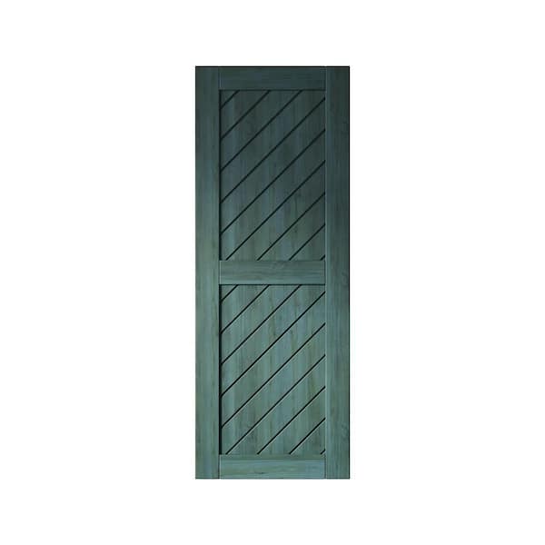 HOMACER XT1 26 in. x 80 in. C-Panel Solid Core Royal Pine Slanted Stripe Design Pine Wood Interior Sliding Barn Door Slab