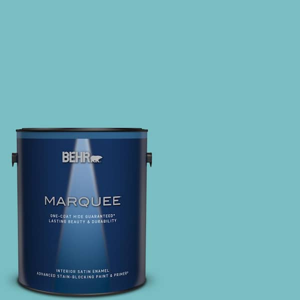 BEHR MARQUEE 1 gal. #MQ4-21 Caicos Turquoise One-Coat Hide Satin Enamel Interior Paint & Primer