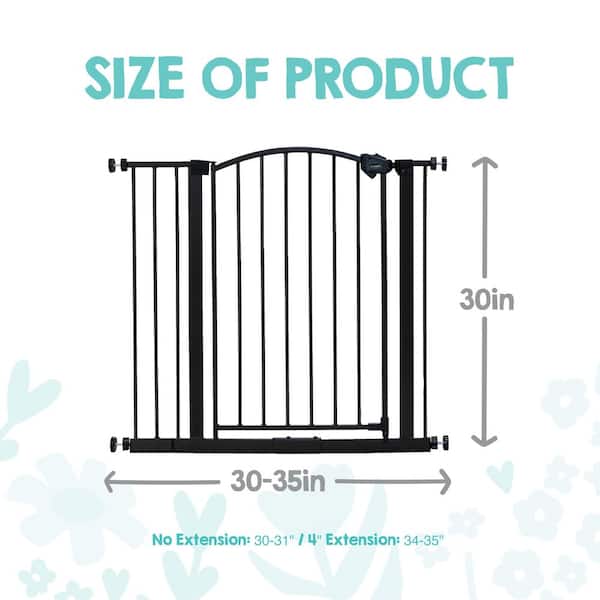 30 in. - 35 in. Arched Decor Baby Gate, Pressure Mounted, Bronze